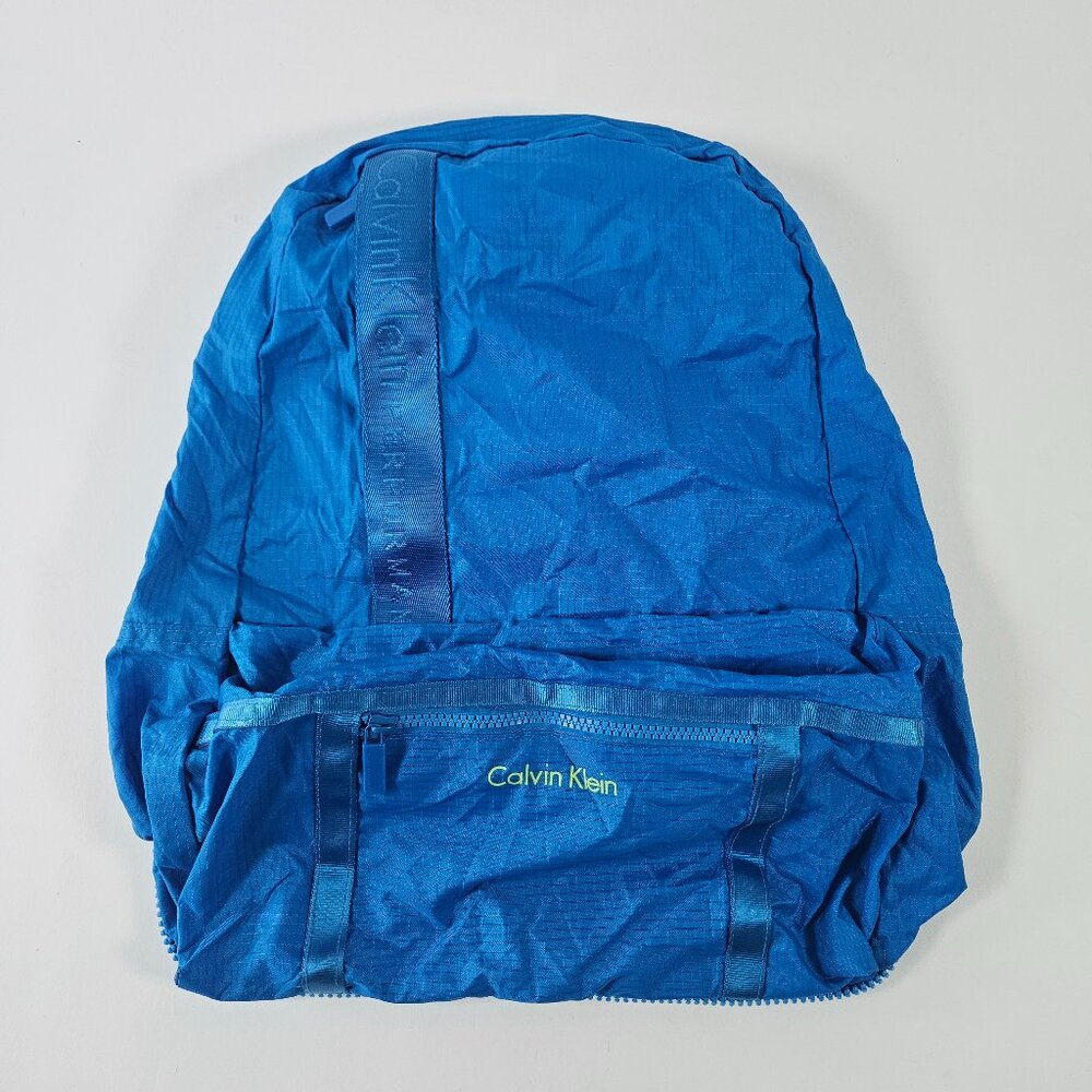 Calvin Klein Performance Nylon Backpack Blue Folds Into Own Pouch